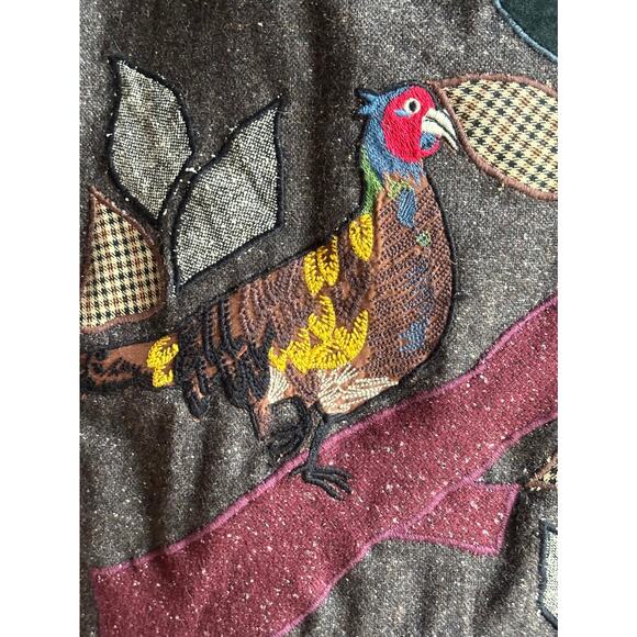 Vtg Anthropologie 6 Floreat Wool Pencil Skirt Bird Embroidered Dark Academia - Picture 2 of 13